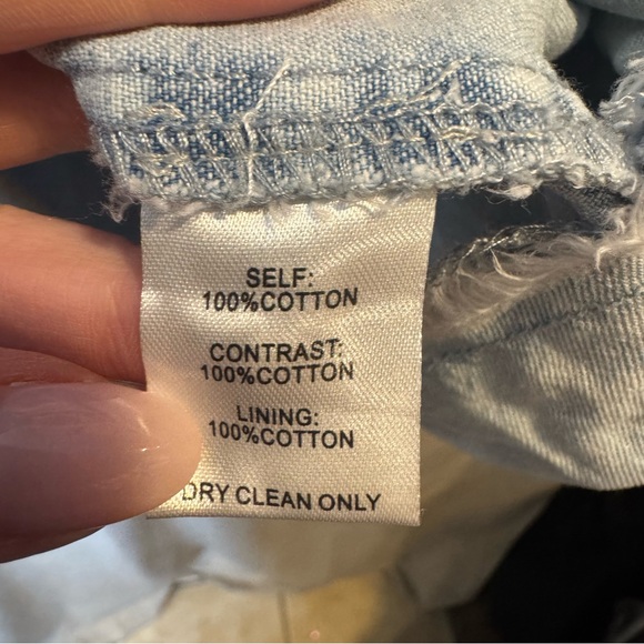 VEVERET‎ Babydoll Peasant Boho Raw Hem Pockets Puff Sleeves Denim Mini Dress M - Picture 7 of 9